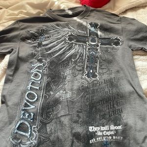 Affliction grey tee, Size M